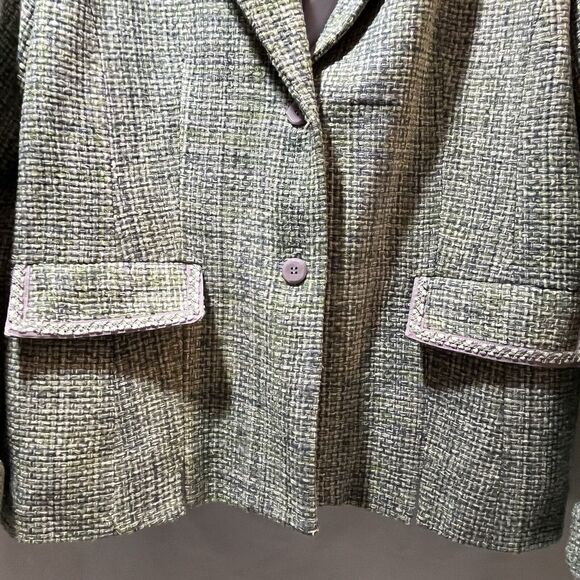 NWT Pendleton Womens sz 18 Blazer Green Mint Purple Silk Tweed Satin Lining - Picture 4 of 14